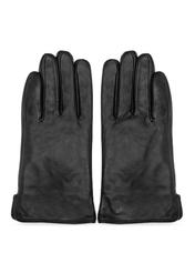 Men's black leather gloves REKMS-0009-99(Z24)