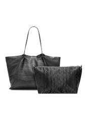 Black large leather women's handbag TORES-1181-99(Z25), product view with pouch on white background.