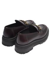 Women's burgundy leather loafers BUTYD-1190-4E(Z26), rear view on a white background.