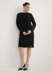 Black women's dress SUKDT-0260-99(W26), product view from the front, the model's entire silhouette is visible.