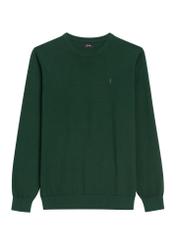 Green men's cotton sweater SWEMT-0114A-8C(Z26), front product view on white background.