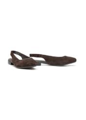 Brown women's ballet flats without a heel BUTYD-1246-1I(W26), diagonal product view on a white background.