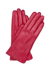 Women's fuchsia leather gloves REKDS-0001-31(Z23)-01