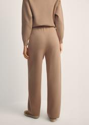 Women's Camel Viscose Trousers SPODT-0116-1D(Z26), back view of the product on the model. Half of the silhouette visible.