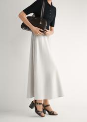 Dark brown leather block heel sandals BUTYD-1232-1I(W26), side view of the product on the model's feet.