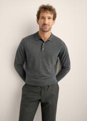 Men's graphite-gray wool sweater SWEMT-0197-9D(Z26). Front view of the product on a model. Half-body view.