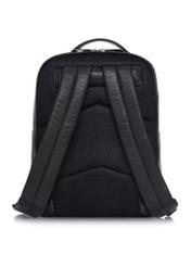 Black large men's leather backpack PLCMS-0020A-99(Z25) - product view from the back on a white background.