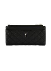 Black quilted women's wallet POREC-0424-99(Z25), product view from the front on a white background.