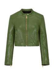 Women's green leather jacket KURDS-0321A-1292(W24)-04