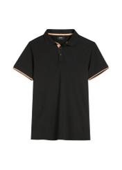 Men's black cotton polo shirt POLMT-0045B-99(W26) - front product view, on white background.