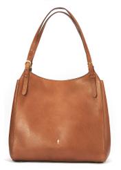Brown leather women's handbag TORES-1106-1F(W26) - front product view, on white background.