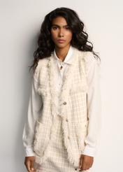 Women's cream check vest KAMDT-0022-12(Z22)-02