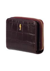 Burgundy women's croco wallet PORES-0888B-4D(Z26), diagonal product view on white background.