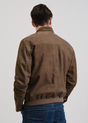 Men's leather jacket in khaki color KURMS-0331-1358(W24)-02