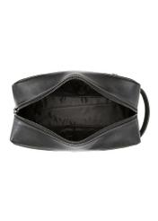Black leather men's cosmetic bag TORMS-0528-99(Z26) - product view from above, on a white background.