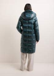 Women's winter jacket in turquoise KURDT-0677-7F(Z26), product view from the back on the model. Full body visible.