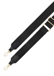 Small black women's messenger bag with monogram TOREC-1289-9P(Z26). View of the strap on a white background.