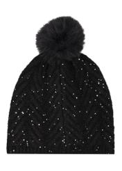 Black hat and scarf set ZESTD-0014-99(Z26), rear view of the hat on a white background.