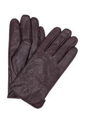 Men's brown leather gloves REKMS-0009A-90(Z25), front product view on white background.