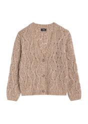 Women's camel cardigan KARDT-0054-24(Z25), product view from the front on a white background.