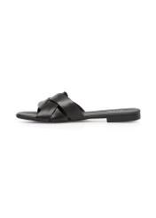 Women's leather flip-flops in black BUTYD-1159-99(W25), side view of the product on a white background.