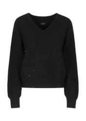 Loose black women's sweater with sequins SWEDT-0192-99(Z23)-04