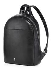 Black leather women's backpack TORES-1226-99(W26), diagonal product view on white background.