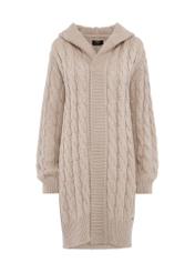 Beige women's long cardigan KARDT-0045-81(Z24)-04