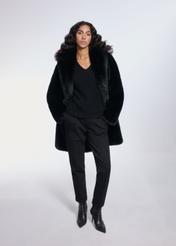 Black women's oversize fur coat FUTDP-0042-99(Z24)-02