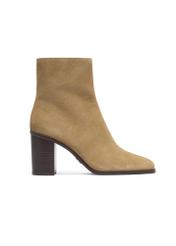 Women's suede ankle boots in beige BUTYD-1304-1B(Z26). Side view on a white background.