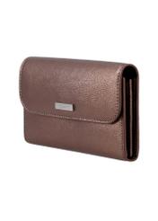 Medium women's leather wallet in light brown color PORES-1030-1G(Z26), diagonal product view on white background.