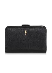 Medium black leather women's wallet PORES-0896R-99(Z25) - front product view on white background.