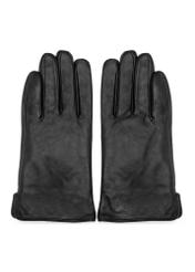 Men's leather gloves in black REKMS-0009A-99(Z26), front product view on white background.