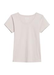 Beige women's basic T-shirt TSHDT-0111-81(KS), product visible from the front on a white background.