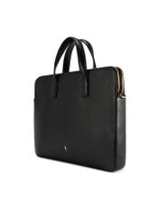 Black leather laptop bag TORES-1070A-99(W26), diagonal product view on white background.