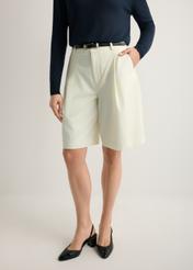 Cream women's wool shorts SZODT-0021-0B(W26)