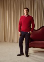 Red ribbed men's sweater SWEMT-0191-4B(W26)