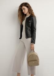 Beige women's backpack made of imitation leather TOREC-1014-1B(W26)