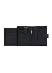 Men's leather wallet in black PORMS-0630A-99(Z25), product view inside on white background.