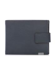 Men's leather wallet in navy blue PORMS-0694-7E(W26) - front product view, on white background.