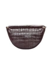 Burgundy semi-circular croco women's handbag TORES-1328-4D(Z26). Back view on white background.
