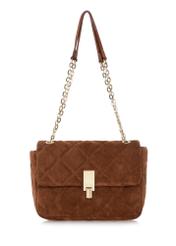 Brown quilted suede handbag for women TORES-1001-89(W24)-01