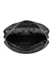 Black leather laptop bag TORES-1227-99(W26), product view inside on white background.