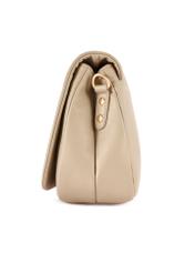 Beige leather women's handbag TORES-0911F-1B(W26) - side product view, on white background.