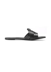 Women's black braided flip-flops BUTYD-0903C-99(W26), side view of the product on a white background.
