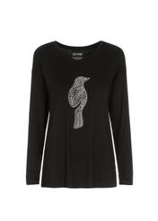 Black women's blouse with silver oriole LSLDT-0018-99(Z20)-02