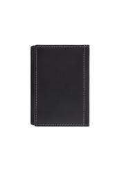 Black leather card case PORMS-0703-99(Z26) - product view from the back, on a white background.