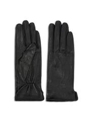 Black women's leather gloves REKDS-0100-99(Z25), product view from the front and back on a white background.