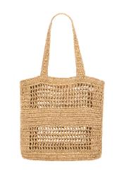 Women's straw handbag in natural beige color TOREC-1221-1E(W26), front product view on white background.
