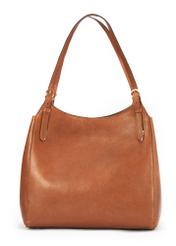Brown leather women's handbag TORES-1106-1F(W26) - product view from the back, on a white background.